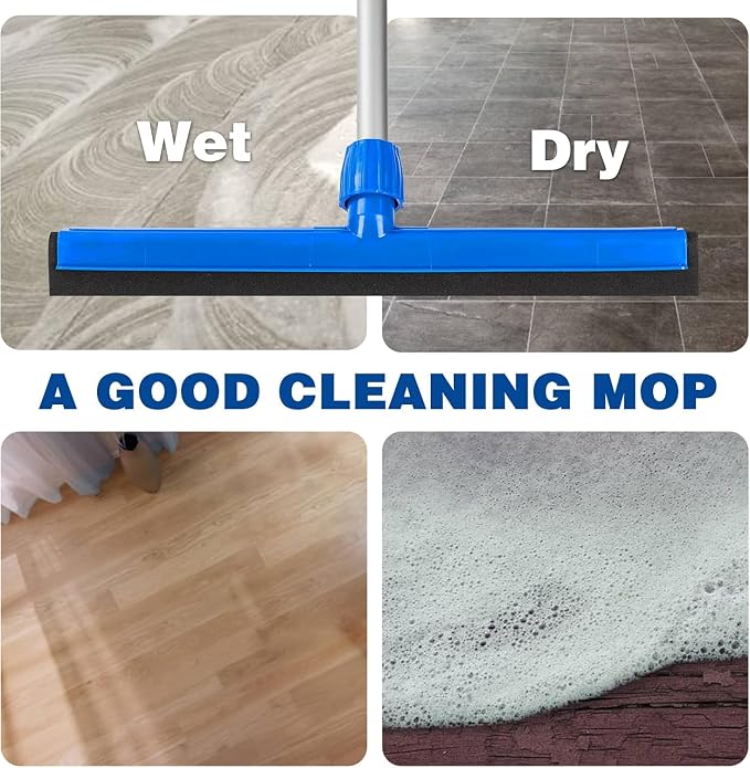 18" Floor Squeegee with 43" Adjustable Aluminum Handle Light Duty Magic Broom - Image 5
