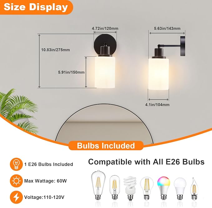 DLLT Wall Sconces Set of Two: Modern Bathroom Vanity Light Fixtures - Image 7