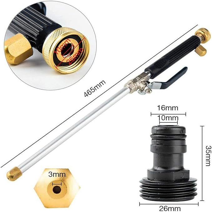 High Pressure Power Washer wand, Hydro Jet Water Hose Nozzle, Watering Sprayer - Image 3