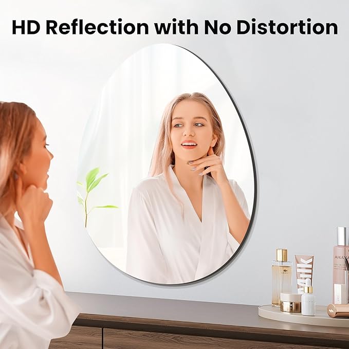 VASUHOME Drop Frameless Bathroom Mirror, 24 x 32 Inch Wall Vanity Mirror - Image 2