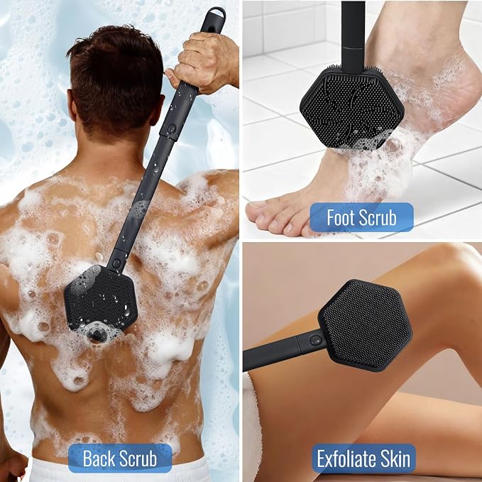 Silicone Back Scrubber for Shower – 21in Extendable Shower Brush - Image 5