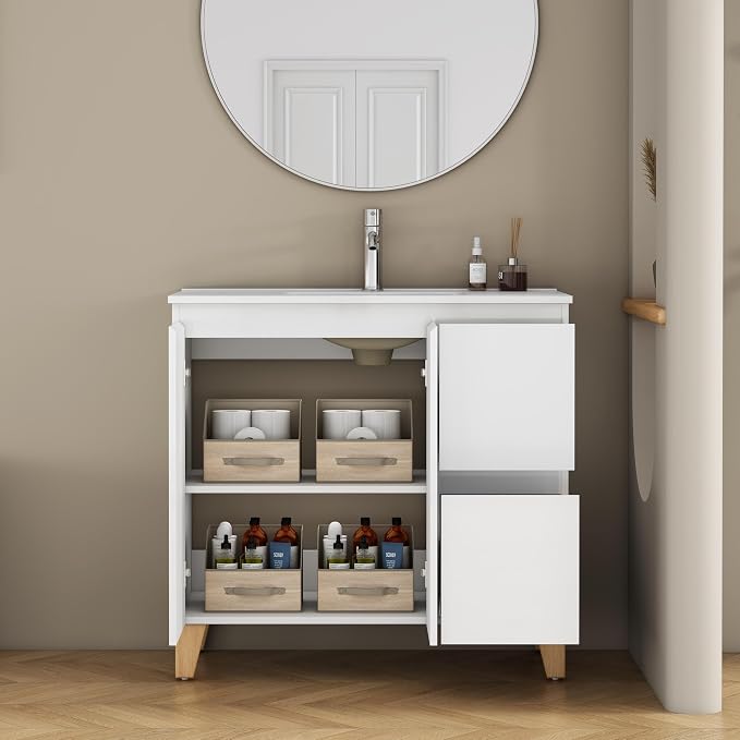 36-Inch Bathroom Vanity with Ceramic Sink Combo, Freestanding Modern Bathroom - Image 6