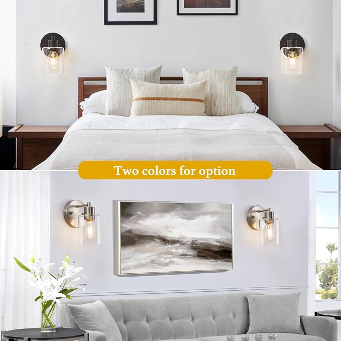 Wall Sconces for Bathroom, Brushed Nickel Vanity Light Fixtures, Modern Wall - Image 4