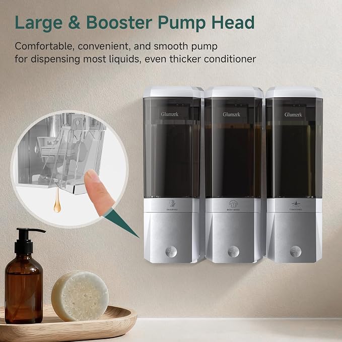Shampoo and Conditioner Dispenser Wall Mounted No Drill, Shower Soap Dispenser - Image 5