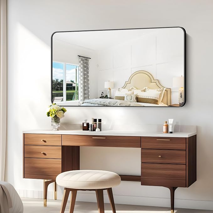 30x55 inch Bathroom Mirror, Wall Mounted Bathroom Frame Vanity Mirror - Image 4