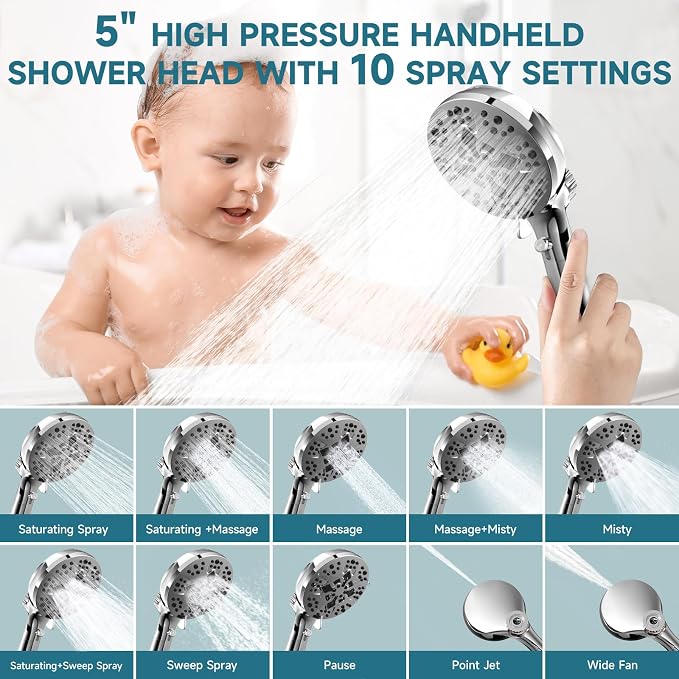 Filtered Shower Head With Handheld Combo, Detachable Dual Showerhead with - Image 5