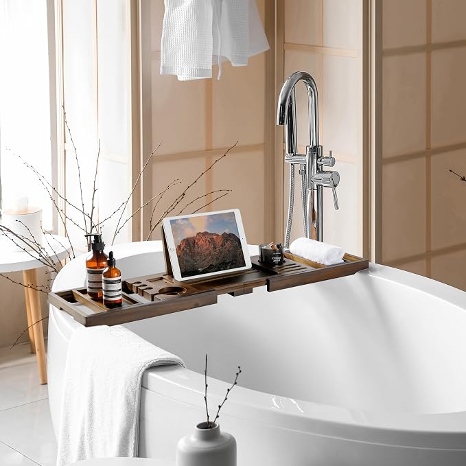 Teak Bathtub Tray | Adjustable Width Tray - Image 3