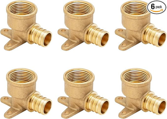 SUNGATOR 6-Pack 3/4" Pex Drop Ear Elbow, No Lead Brass, 3/4 Inch Pex Fittings by SUNGATOR