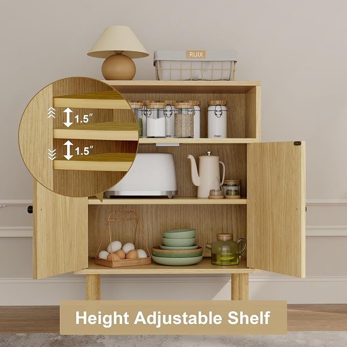 Rattan Small Coffee Bar Cabinet, Kitchen Storage Sideboad, Bathroom Corner - Image 3