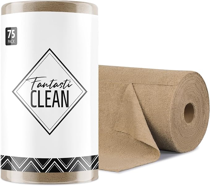 Fantasticlean Microfiber Cleaning Cloth Roll -75 Pack, Tear Away Microfiber by Fantasticlean