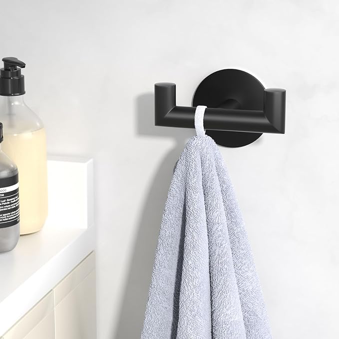 2 Pack Black Bathroom Hooks for Towels - Image 8