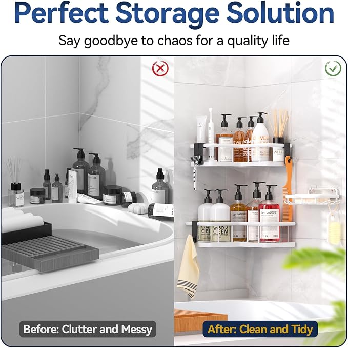 YASONIC Shower Caddy Corner, No Drilling Shower Organizer Corner - Image 8