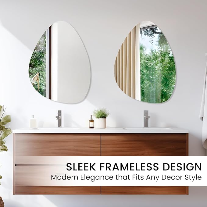 VASUHOME Triangle Frameless Bathroom Mirror, 24 x 32 Inch Wall Vanity Mirror - Image 5