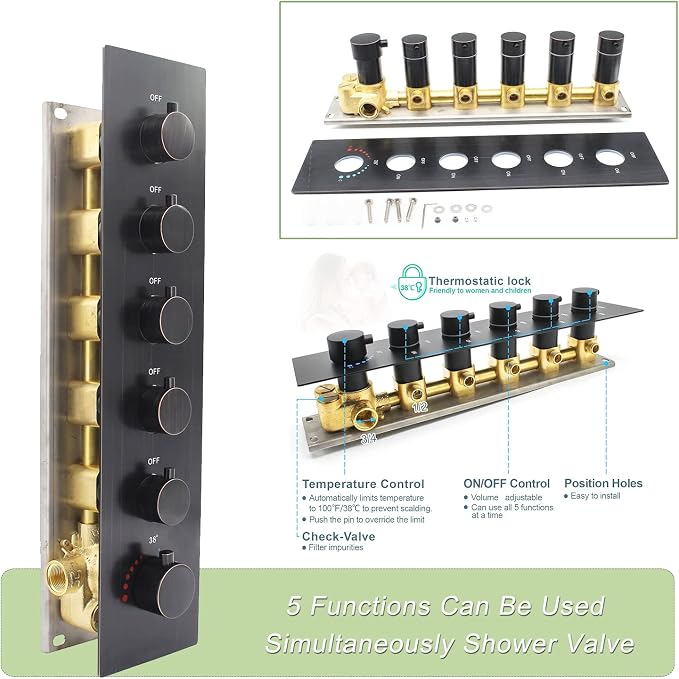 Thermostatic Shower System Oil Rubbed Bronze Shower Faucet Set - Image 4