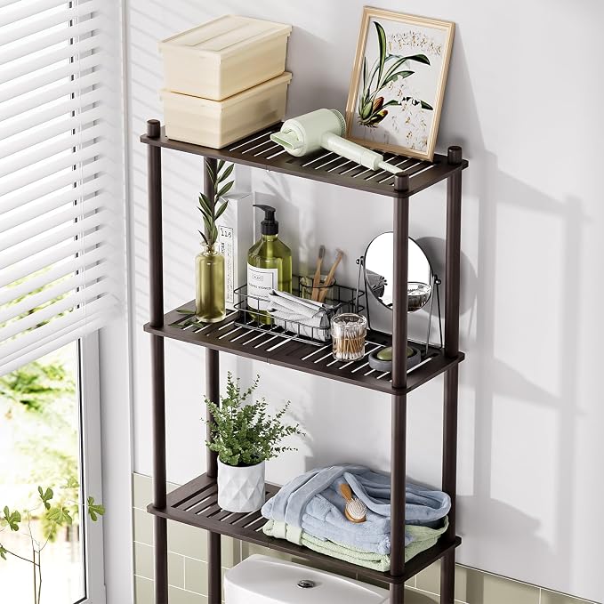 AmazerBath Bamboo Over The Toilet Storage Shelf, Over Toilet Bathroom Organizer - Image 3