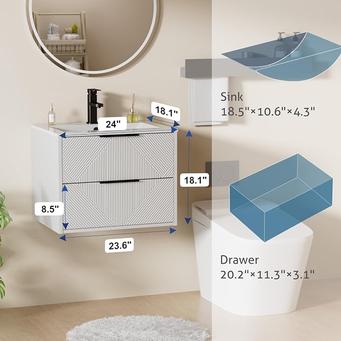 LUCKWIND 24" Floating Bathroom Vanity - Image 2