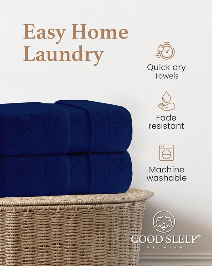100% Cotton Bath Towel Set, 2 Bath Towel, 2 Hand Towels, 2 Wash Cloths - Image 4