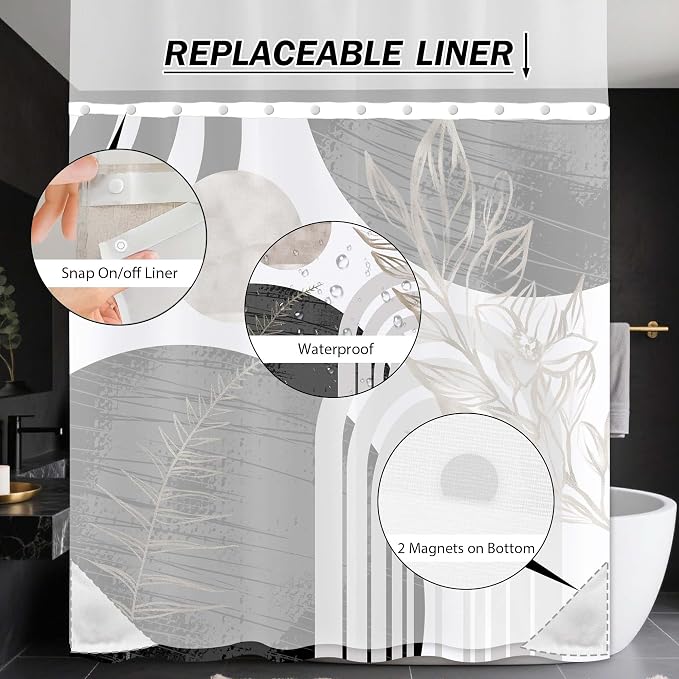 Black and White Boho See Through Mesh Top Shower Curtain - Image 6