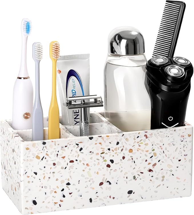Luxspire Toothbrush Holder for Bathroom, 5 Slots Bathroom Counter Organizer by Luxspire