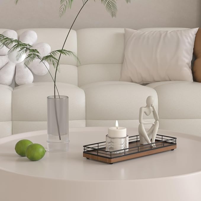 Wooden Decorative Tray, Oak 11.2" L Coffee Table Tray - Image 5