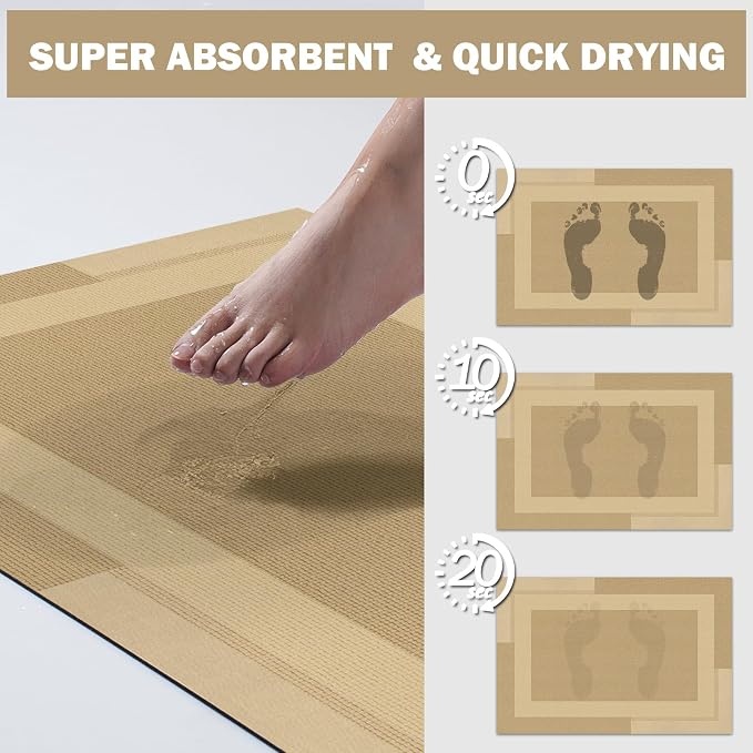 Non Slip Long Bath Mat Bathroom Runner, Rubber Backing Ultra Thin Bathroom Rugs - Image 5