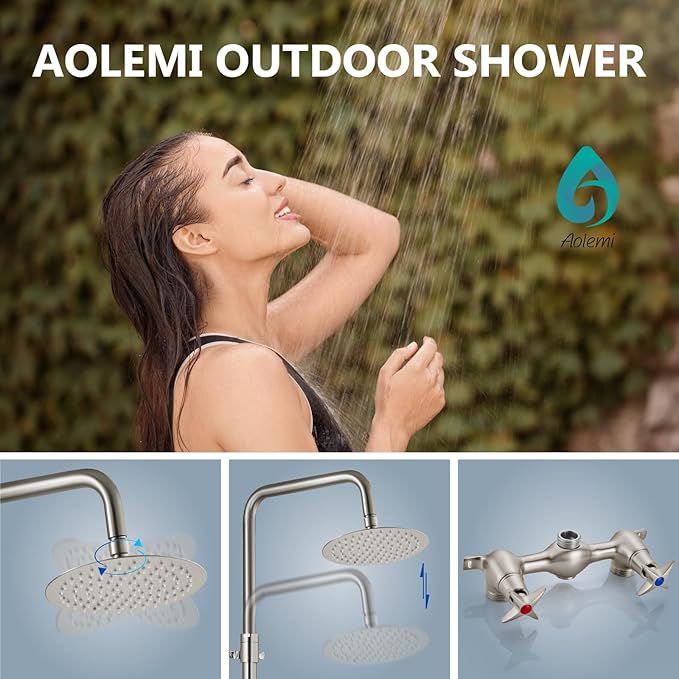 Aolemi Outdoor Shower Kit Outdoor Shower Fixtures Faucet System Double Handle - Image 2