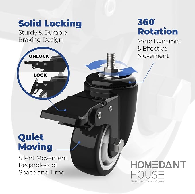 HOMEDANT House 5-Tier Metal Rolling Cart Shelf Rack Casters Heavy Duty - Image 7