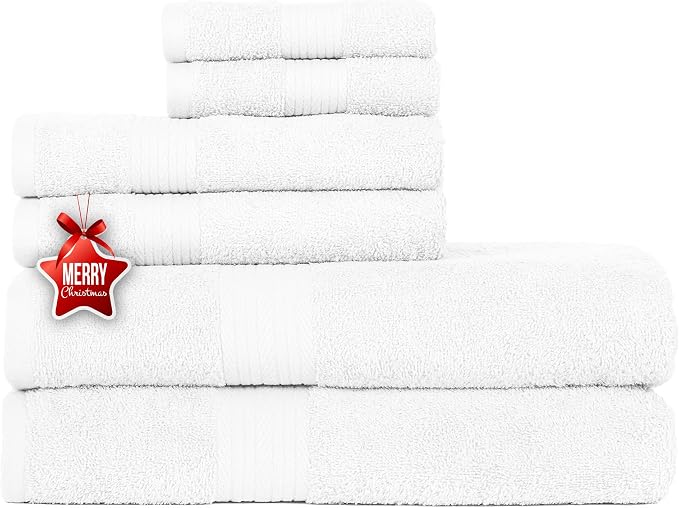 Ample Decor Bathroom Towel Set of 6-2 Hand Towel, 2 Bath Towel, 2 Wash Cloths by AmpleDecor
