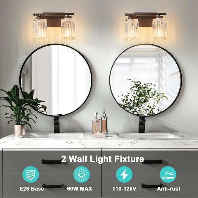2 Light Bathroom Light Fixtures Modern ORB 12 Inch Vanity Lights - Image 6