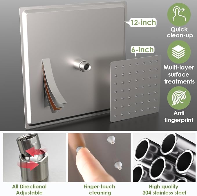 Enga Thermostatic Dual Shower System, All Functions Use Together & Volume - Image 4