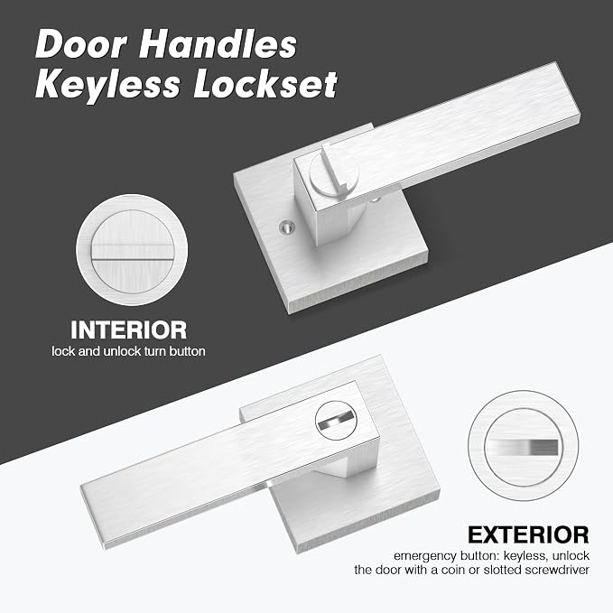 Privacy Interior Door Handle, 5 Pack Heavy Duty Door Lever - Image 5