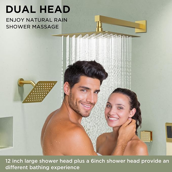 Shower Systems with 4 Body Spray Jets, STARBATH 4 Way 12+6" Rainfall Shower - Image 2