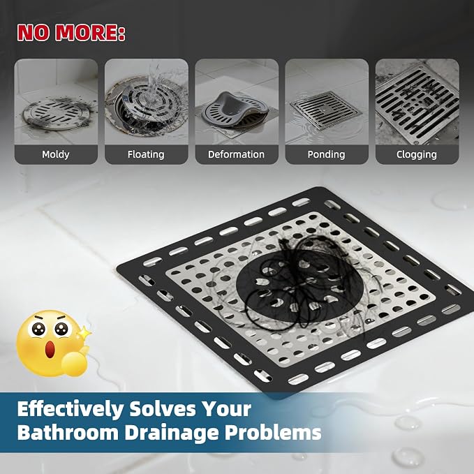 Hibbent 2 Pack Upgraded Shower Drain Hair Catcher, Shower Drain Cover - Image 3