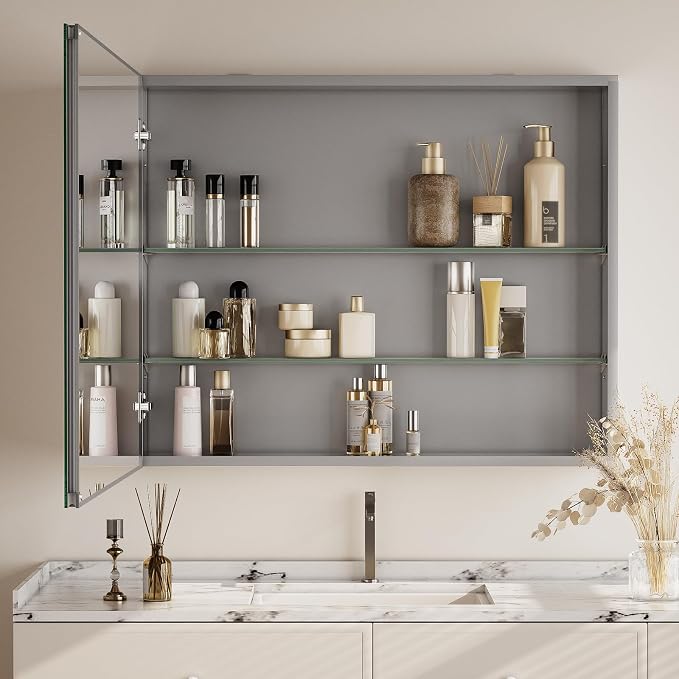 Bathroom Medicine Cabinet with Mirror, 16 Inch x 24 Inch Bathroom Mirror - Image 4