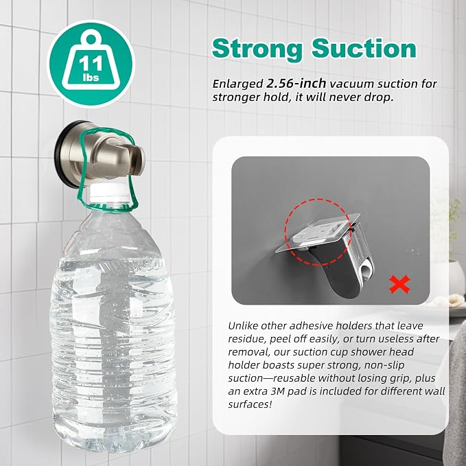 2 Pack Vacuum Suction Cup Shower Head Holder, Removable Shower Head Bracket - Image 5