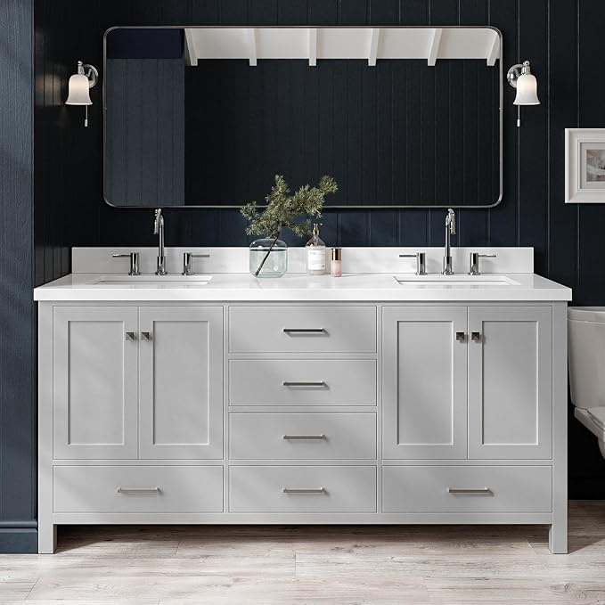ARIEL Double Bathroom Vanity 73" Grey by Ariel