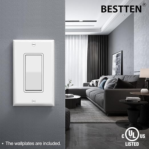 BESTTEN 10 Pack Single Pole Decorator Light Switch - Image 2