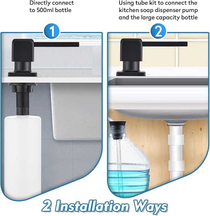 CREA Soap Dispenser for Kitchen Sink, Kitchen Soap Dispenser Black Square Built - Image 5