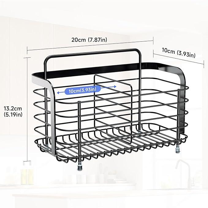 Black Kitchen Sink Caddy Organzier, Sponge Holder - Image 4