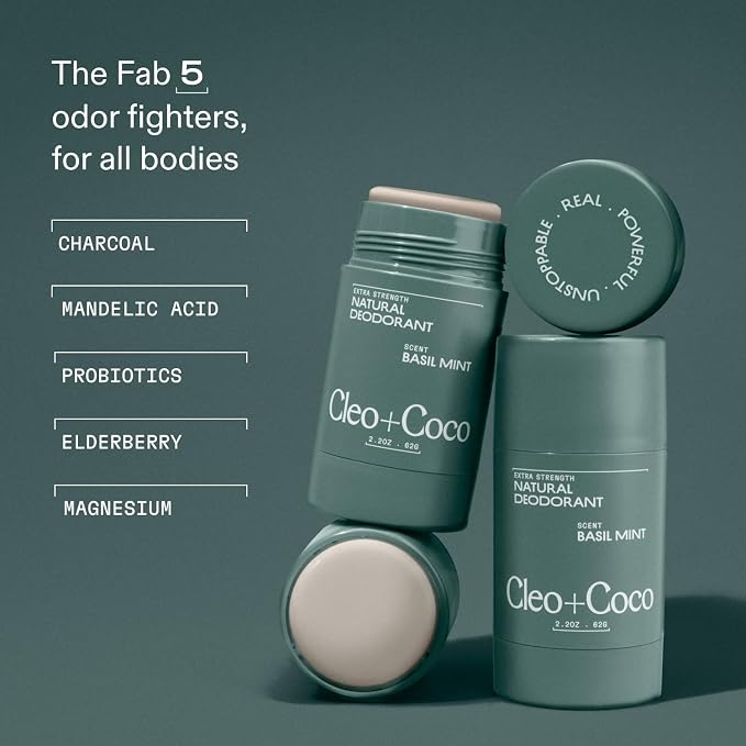 Cleo+Coco Extra Strength Deodorant Balm, Basil Mint, Natural Aluminum Free - Image 2