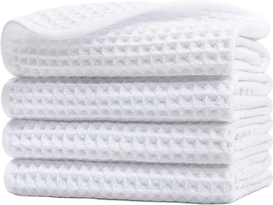 POLYTE 430 GSM Microfiber Lint Free Washcloth Face Towel, 13 x 13 in, 4 Pack by Polyte
