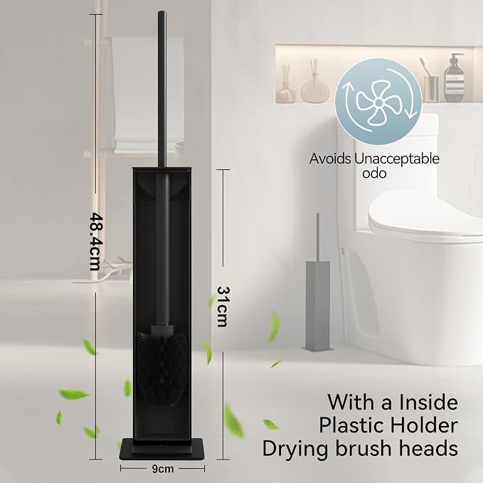 Black Toilet Brush and Holder, Toilet Bowl Brush - Image 3