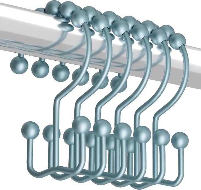 Titanker Shower Curtain Hooks Rings, Rust-Resistant Metal Double Glide Shower by Titanker