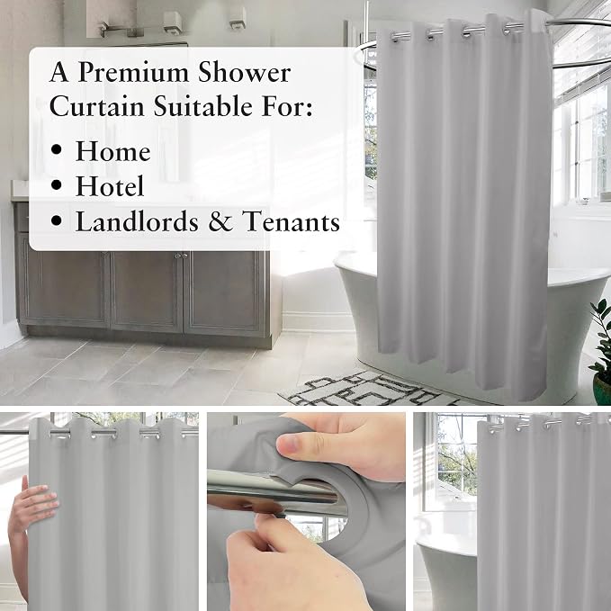 River Dream No Hook Grey Shower Curtain or Liner 78" Length - Image 3