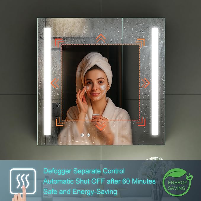 WELLFOR 30" X 30" LED Medicine Cabinet - Image 6
