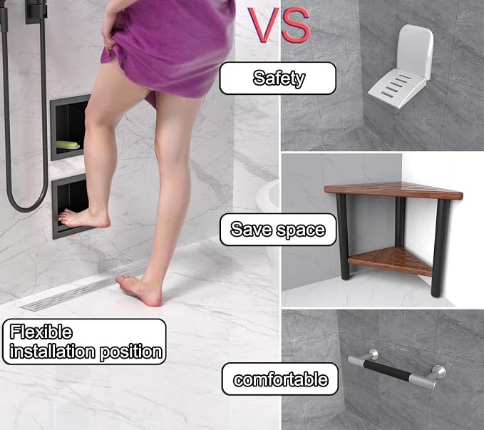 Recessed Wall Soap Holder for Shower Niche, Shower Foot Rest for Shave Legs - Image 3