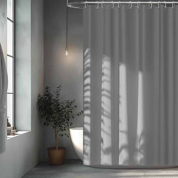Light Grey Fabric Shower Curtain Liner by Seenus