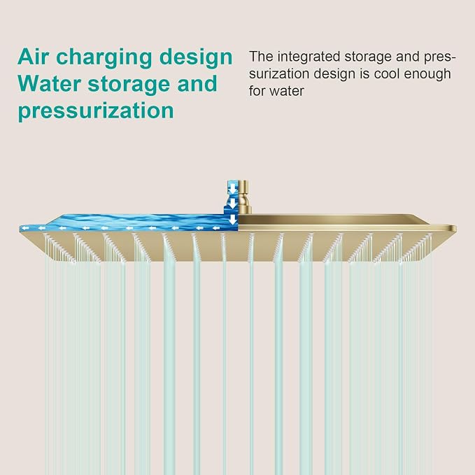 Square Rain Shower Head, High Flow Stainless Steel, Work - Image 5