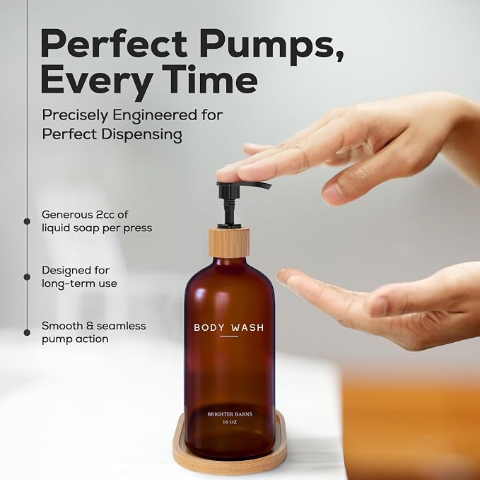 Amber Shampoo and Conditioner Dispenser Set by Brighter Barns - Image 4