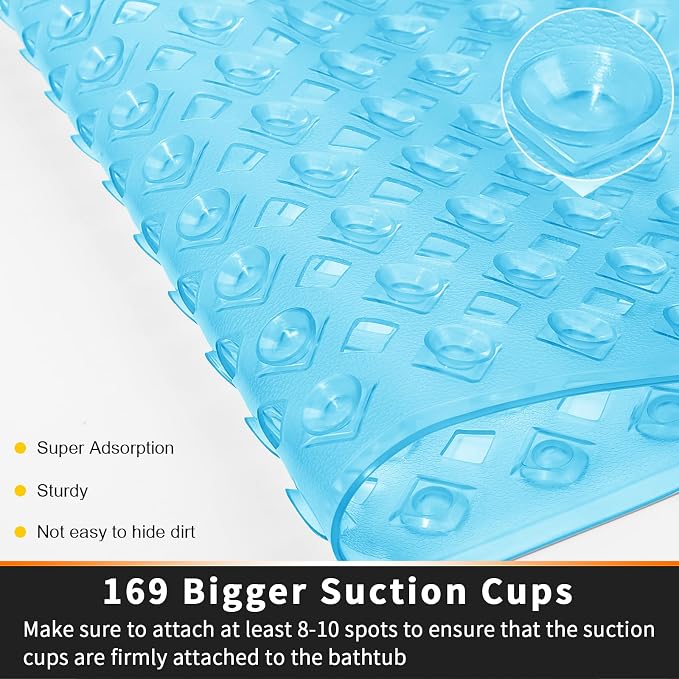 Yimobra Square Shower Mat Non Slip, Super Strong Suction Cups, Machine Washable - Image 2